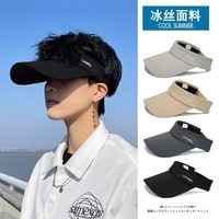 目丸防晒帽子男夏季遮脸显脸小防紫外线太阳帽跑步运动鸭舌空顶遮阳帽 UVL-黑色