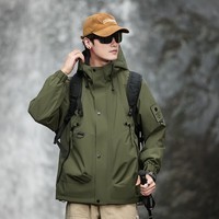 JEANSWEST OUTDOOR户外冲锋衣男2026春季情侣防风防水登山服外套夹克上衣99 军绿色 XL