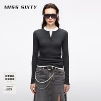 MISS SIXTY2025秋季新款针织衫女羊毛桑蚕丝混纺两件套上衣配背心 烟雾灰 S