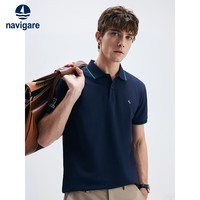 纳维凯尔意大利小帆船男凉感通勤弹力简约短袖POLO衫1325525537 宝蓝 L 