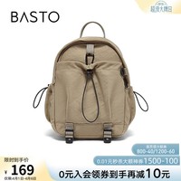 百思图夏季新款商场同款时尚户外休闲旅游双肩背包X3713BX5 卡其色 F