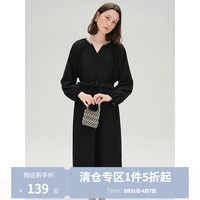 独束大码女装时尚大气休闲感连衣裙2025秋季新品时尚通勤胖mm裙子 优雅黑 M (尺码:1)