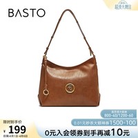 百思图秋冬季新款miu系高级质感托特包通勤单肩斜挎包女TY058DX5 棕色 F