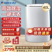 格力(GREE)除湿机 家用办公地下室复式别墅商用工业大功率抽湿机 多功能静音除湿干衣 DH40EFA1A 40L/天 DH40EFA1A