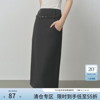 范思蓝恩深灰色复古直筒半身裙女秋季2025新款气质通勤裙子3271 深灰色 S