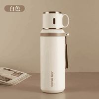 316不锈钢保温杯钢盖简约茶杯保温杯杯子女士高颜值便携水杯男款 白色-800ml