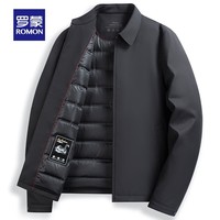 罗蒙鹅绒羽绒服男冬季中老年爸爸装可拆卸内胆羽绒外套加厚保暖干部装 黑色 【内胆不可拆】 2XL (185) (建议150-165斤)