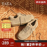 他她（TATA）棉鞋2025冬季运动鞋百搭休闲系带保暖加厚男鞋QHL01DM5 卡其色 40