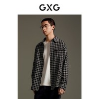 GXG男装 黑白千鸟格小香风雪尼尔长袖衬衫GEX10315153 黑白千鸟格 S