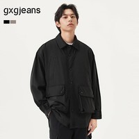 gxgjeans男装  多色口袋设计工装户外宽松夹克外套男士 25秋新品 黑色 L (175)