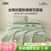 一默棉花被纯棉新疆棉花抗菌夏被2026春夏薄被子A类全棉空调被夏凉被 全棉烫画-清新绿 150x200cm