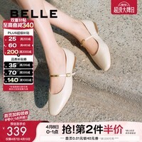 百丽(Belle)气质时装玛丽珍鞋女一字带舒适单鞋B2511AQ5 米白色 39 (245mm)