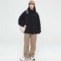 金盾春秋新款青年冲锋衣连帽夹克学生户外情侣款 黑色 3XL