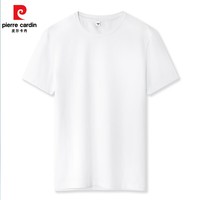 皮尔卡丹230重磅精梳棉短袖t恤男夏季宽松透气圆领纯色打底衫百搭休闲款男 白色 S
