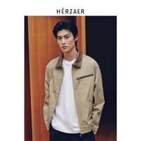 RESTICK巴恩风皮领底特律翻领夹克 短宽boxy箱型外套 抗皱挺阔 卡其 S