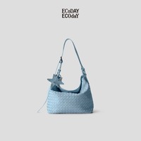 ECODAY女包春夏新品编织包大容量hobo包单肩斜挎通勤托特包礼物 奶油蓝 小号 高端轻奢小众生日礼物