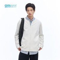 WHITE TRACE春季 SOLOTEX 华夫格轻薄开衫外套镂空透气休闲宽松圆领夹克男 白色 coolmax S