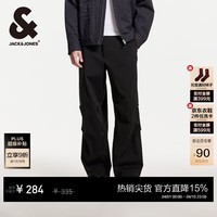 杰克·琼斯（JACK&JONES）男装降落伞兵裤春夏季工装裤男裤略宽松休闲裤轻薄款潮流裤子男士 E43黑色 凉感 33 180偏大,建议拍小一码