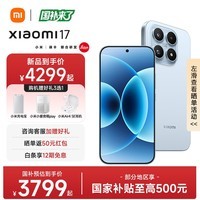 小米17 【国家补贴】新品5G小米手机 第五代骁龙8至尊版 7000mAh 小米金沙江电池 手机小米 冰融蓝 12GB+512GB