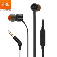 JBLT110有线耳机立体声入耳式耳麦  电脑游戏运动耳机 适用于3.5mm接口设备黑色