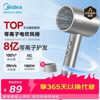 美的（Midea）8亿等离子护发电吹风 家用负离子护发吹风筒 1800W大功率快干吹风机FJ308银 节日礼物