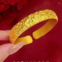 【节日限定款】錾刻满桃花新中式婚嫁首饰秀禾服镯送爱人送妈妈YB 【錾刻满桃花手镯】+精美礼盒