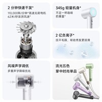 米家高速吹风机H501 家用小米吹风机智能温控速干恒温负离子吹风筒静音护发生日礼物暖山白