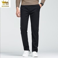 金盾秋季男士抽绳松紧腰灯芯绒休闲裤保暖长裤 黑色【薄款】 M