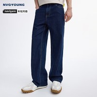 NVG·YOUNG意大利小帆船蓝色直筒牛仔裤男士春季百搭宽松休闲阔腿长裤子
