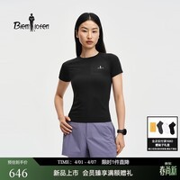 比音勒芬【轻量抗菌面料】2026春夏新款女士休闲户外通勤速干短袖圆领T恤