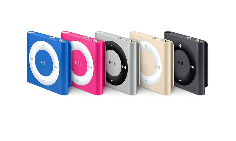 iPod Shuffle (第四代) [2010]第三代Shuffle将控制按键改为耳机线控，全新iPod Shuffle与第二代设计相似，带有小型夹子装置用于硬件控制。