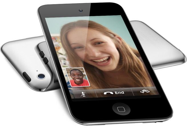 iPod Touch (第四代) [2010]第二代及第三代iPod Touch采用弧面设计，配备扬声器，硬件设计更加强大。第四代Touch继续削减弧度设计，同时增加了前后摄像头，支持FaceTime，并配备了Retina显示屏。