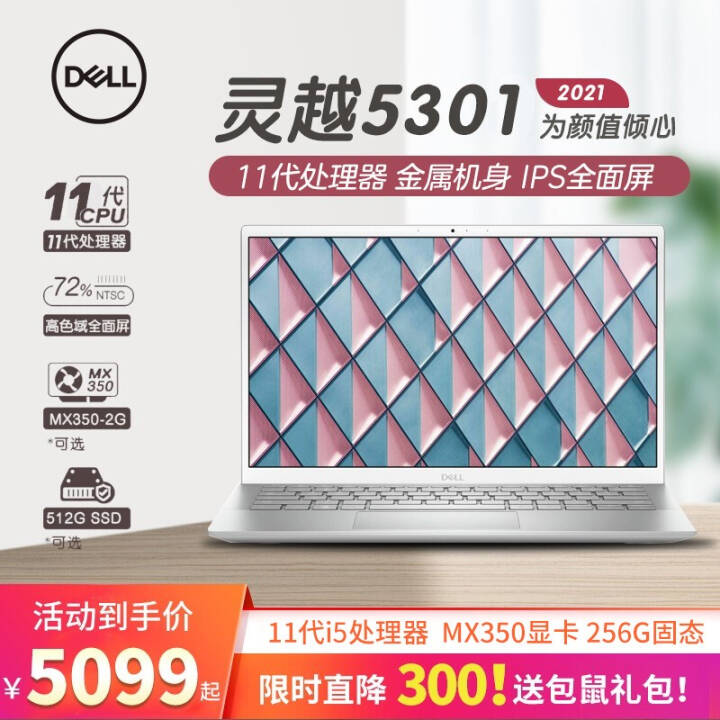 DELLᱡԽ5000ϵ 5301 13.3ӢᱡѧŮ칫 i5-1135G7 2GB  8GBڴ 256G PCIe̬ ưͼƬ