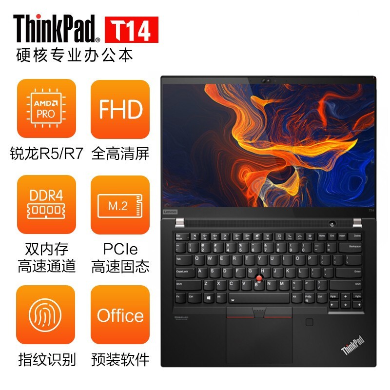 ThinkPad T14 03CD20UD0003CD 14ӢᱡʼǱԣR5-4650U 16Gڴ 512GB̬ FHD ָ Win10ɫͼƬ