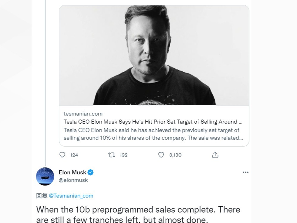 马斯克再度卖出10亿美元特斯拉股票