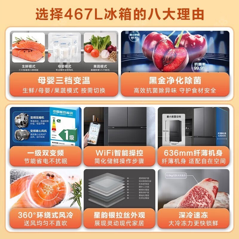 【手慢无】海尔法式多门超薄变频冰箱优惠到手价2765元,原价5999元