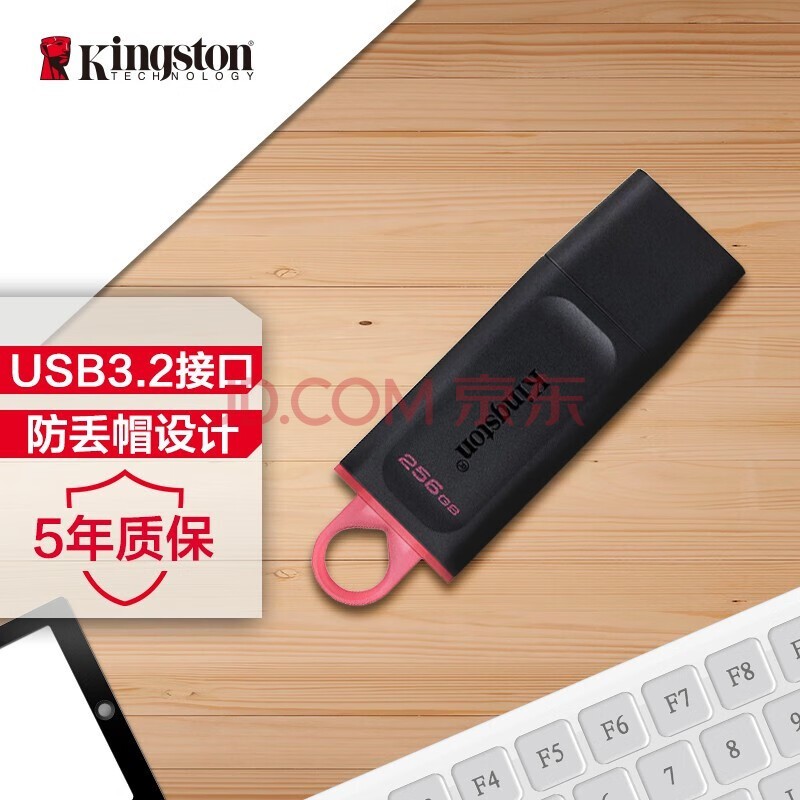 金士顿（Kingston）256GB USB3.2 Gen 1 U盘 DTX 大容量U盘 时尚设计 轻巧便携 学习办公投标电脑通用