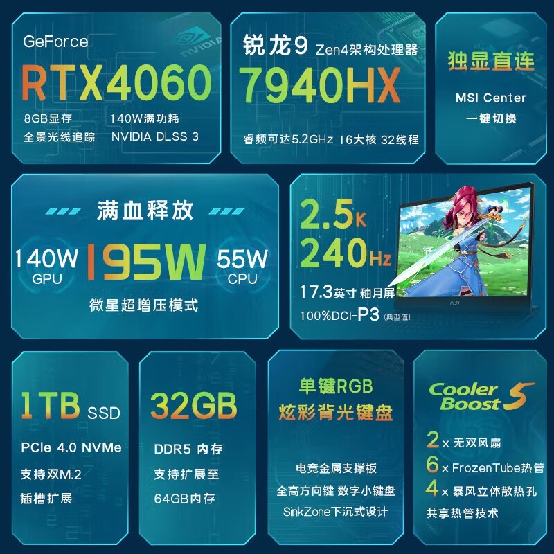 微星雷影17满血版R9笔记本，到手价6879元