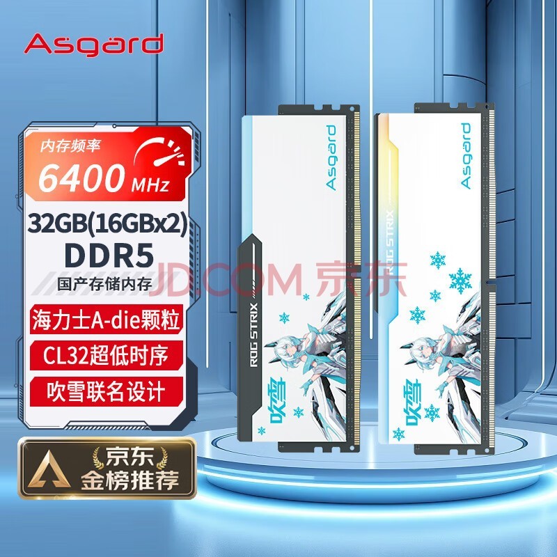 ˹أAsgard32GB(16GBx2) DDR5 6400 ̨ʽڴ RGB-ѩ