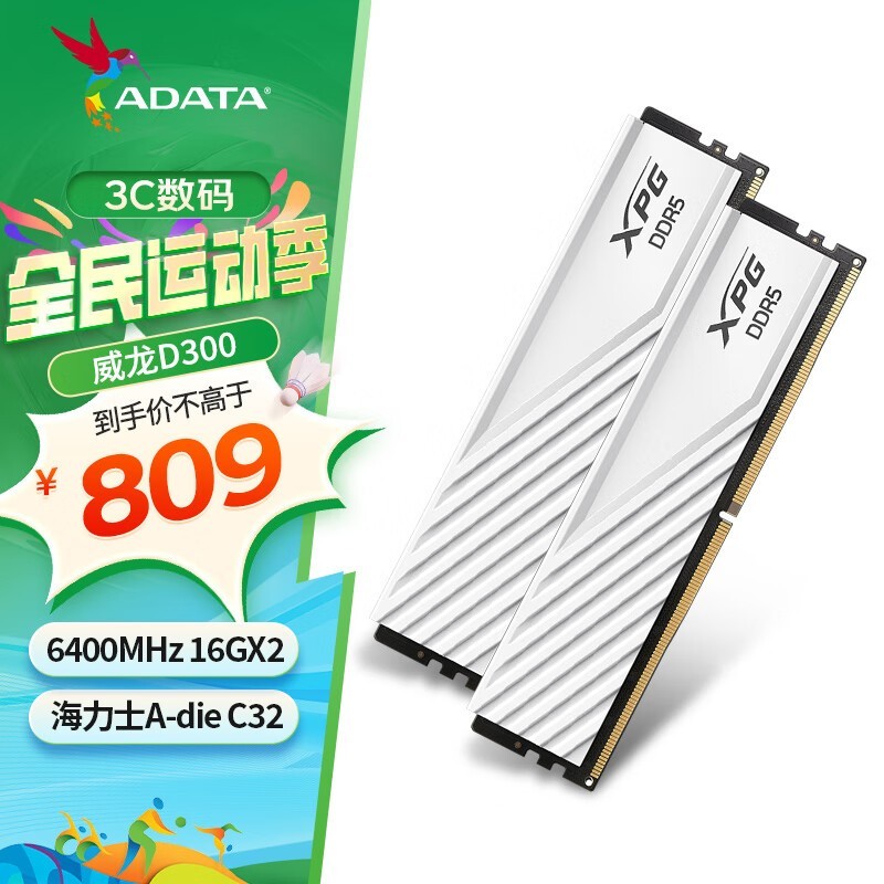 ޡ XPGϵ D300 DDR5 6400MHz ̨ʽڴ浽ּ809Ԫ
