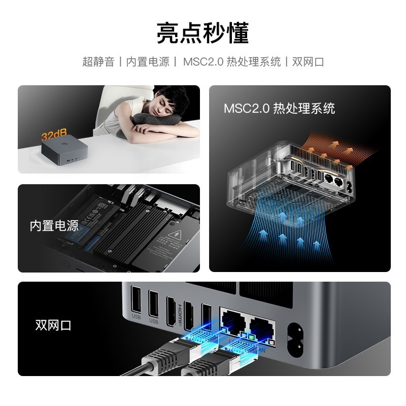 零刻 Beelink 「稳静办公」零刻 BeelinkEQR6 迷你主机 AMD锐龙 6900HX/7735HS/6600H 超静音商务办公影音台式电脑mini主机