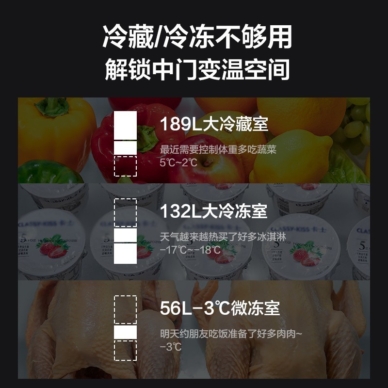 松下（Panasonic）265L家用三门冰箱超薄宽幅变温风冷无霜变频WIFI智能远程控制 棕色 NR-PC26BPA-T
