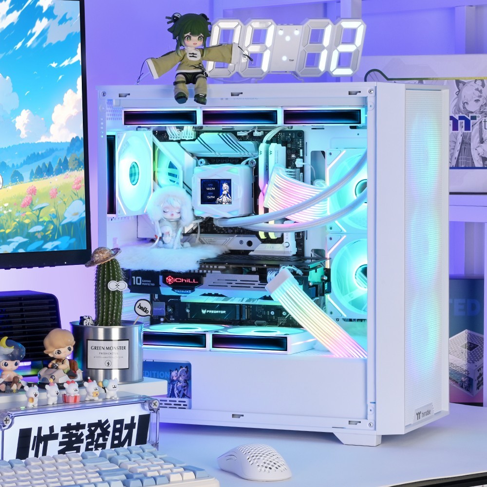 Thermaltake TT钢影风S机箱台式水冷电脑主机黑白色高兼容支持360水冷4090显卡