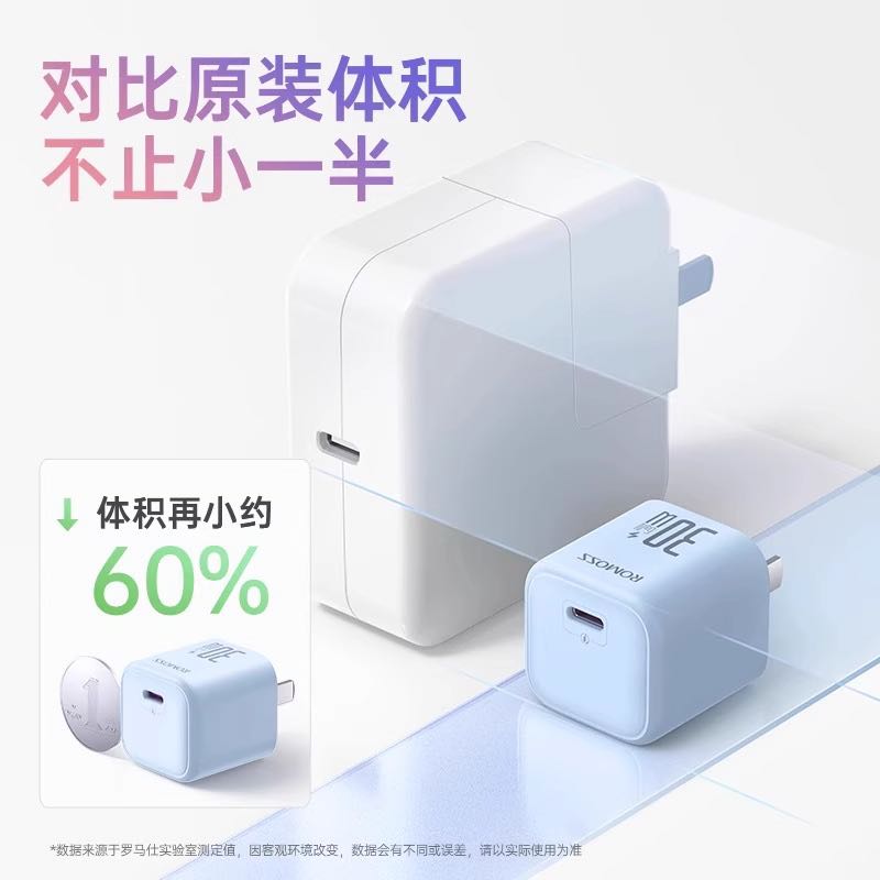 88VIP：罗马仕 充电头苹果iPhone15华为手机用20W快充氮化镓充电器30W