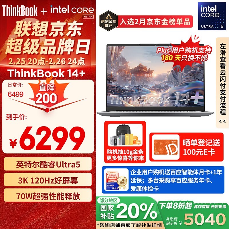 ThinkBook 14+ 2024 (Ultra5 125H/32GB/1TB/3K)