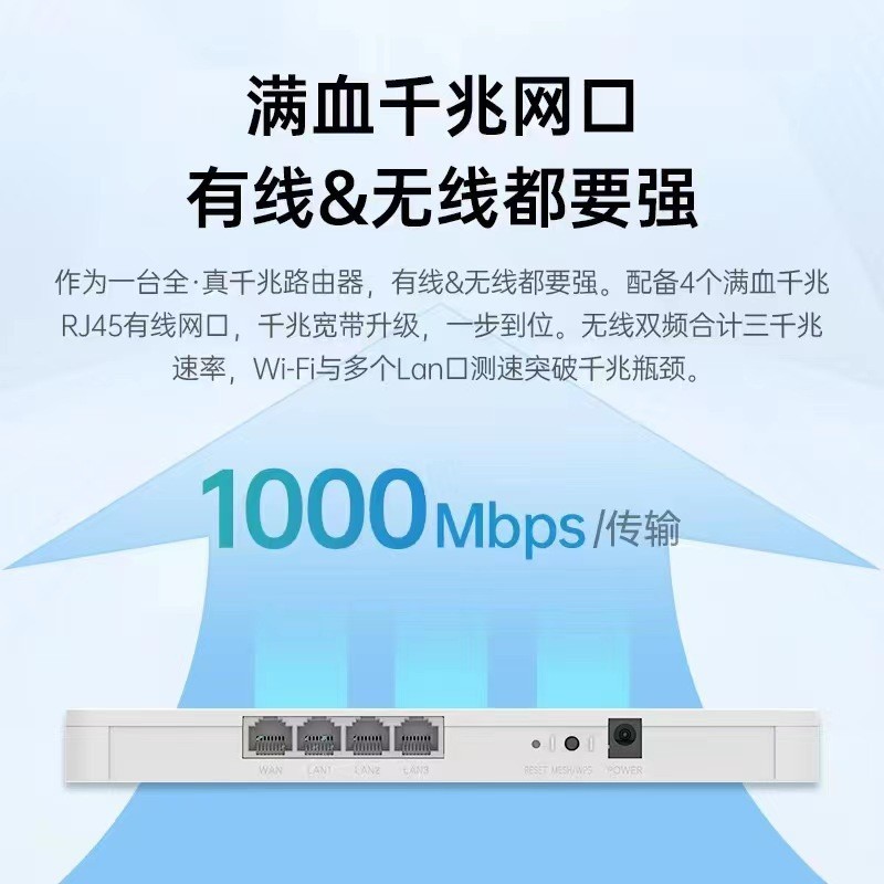 中兴 AX3000 晴天版 双频3000M 家用千兆无线路由器 Wi-Fi 6 白色 单个装