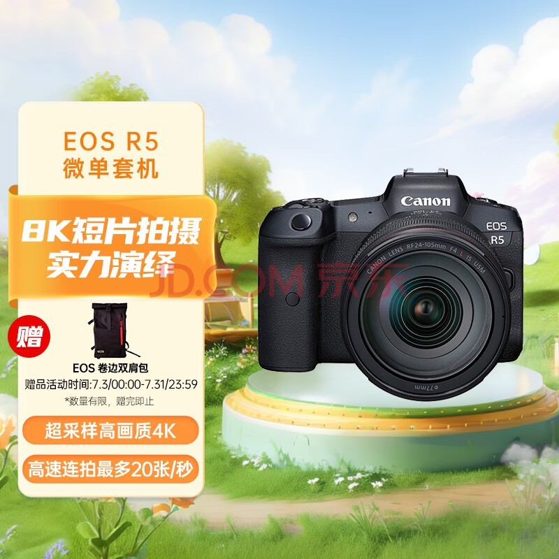 佳能（Canon）EOS R5 8K微单相机 L级24-105标准镜头套装 旗舰型全画幅专业微单