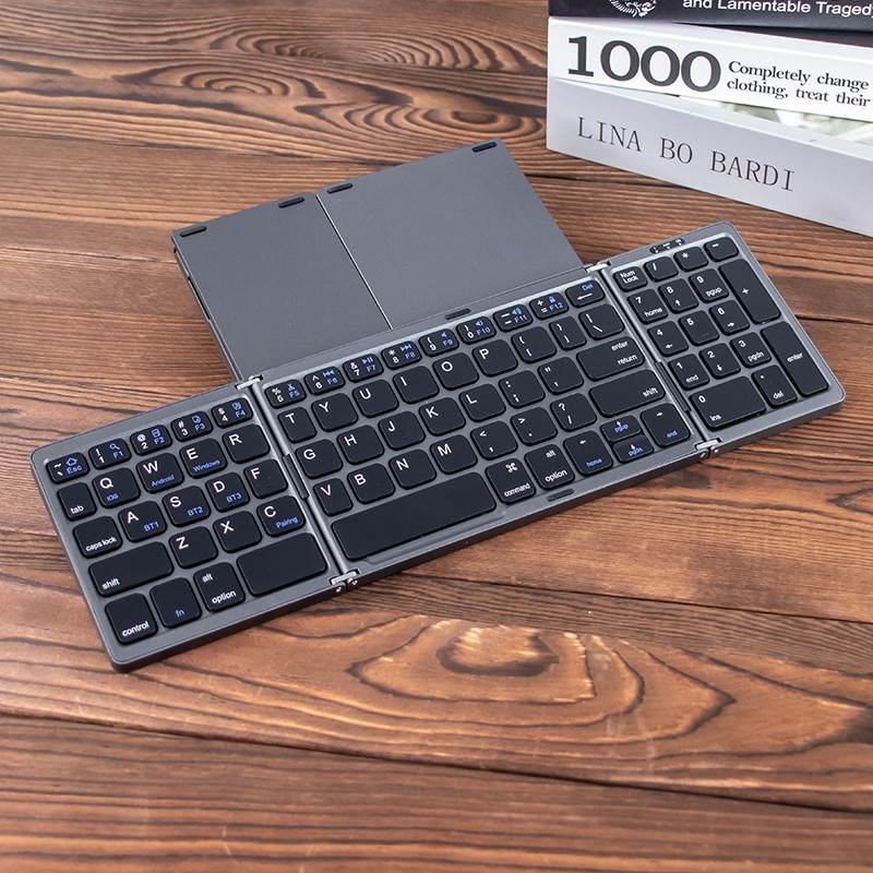 虎克 三模折叠蓝牙妙控小键盘iPad便携无线全尺寸触摸板外接手机平板笔记本适用苹果微软华为电脑静音迷你鼠标套装