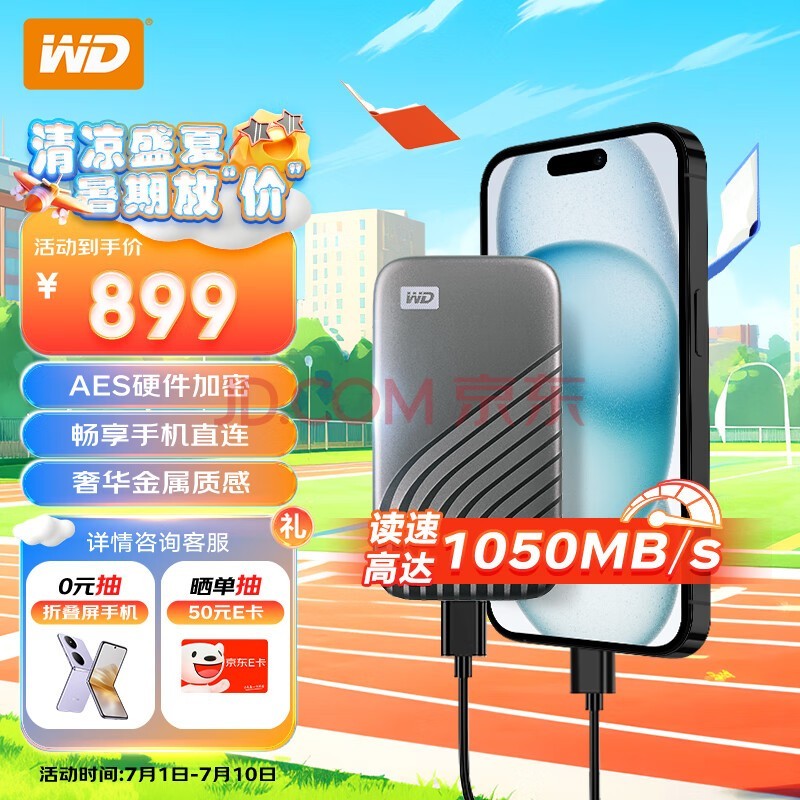 (WD)1TB NVMe ƶ̬Ӳ̣PSSDMy PassportSSD type-cӿ 1050MB/s ֱֻʼǱ