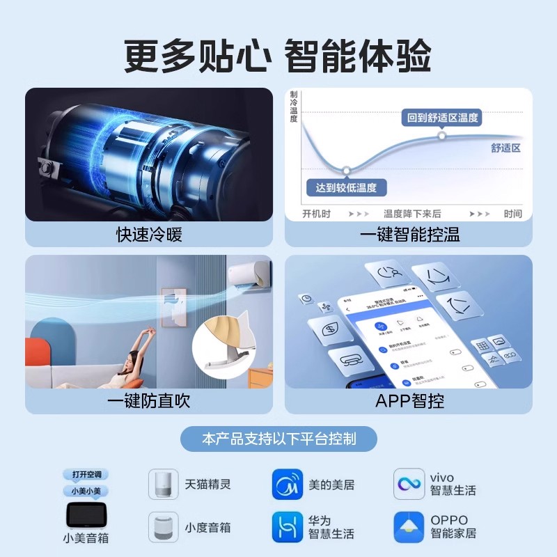 美的 空调1.5匹新一级能效变频冷暖两用家用节能卧室壁挂式挂机